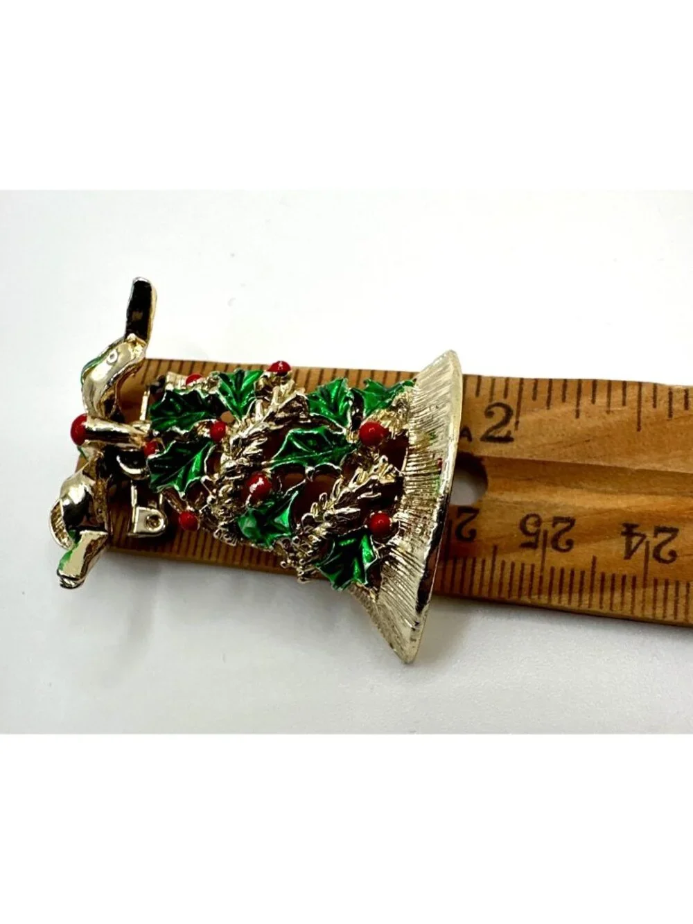 70s Gerrys Christmas Bell Brooch Pin Articulating Dangle Signed Festive